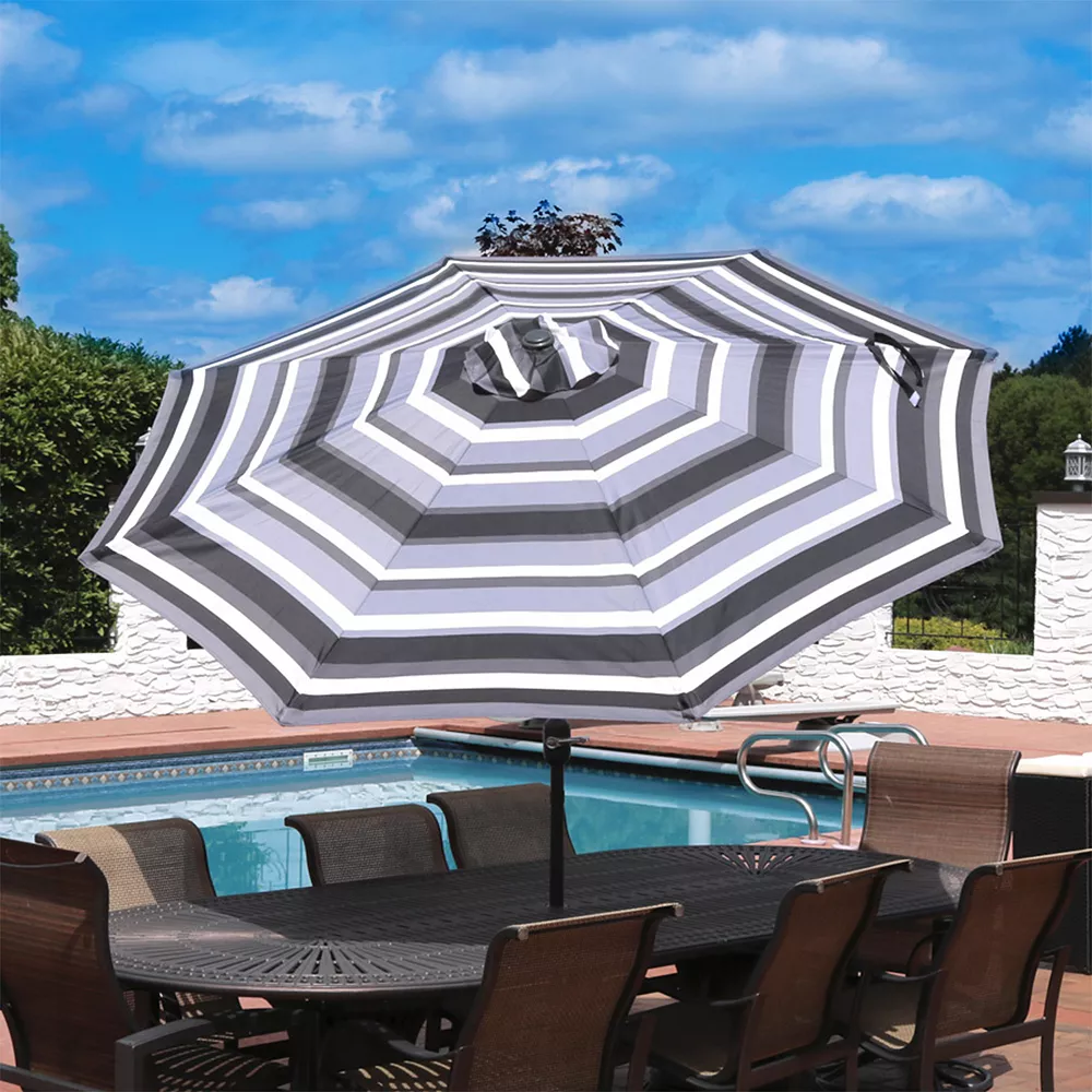 Sunnydaze Decor Sunnydaze 9 Ft Aluminum Patio Umbrella With Tilt And Crank - Catalina Beach 4 Sunnydaze Decor Sunnydaze 9 Ft Aluminum Patio Umbrella With Tilt And Crank - Catalina Beach - Image 2