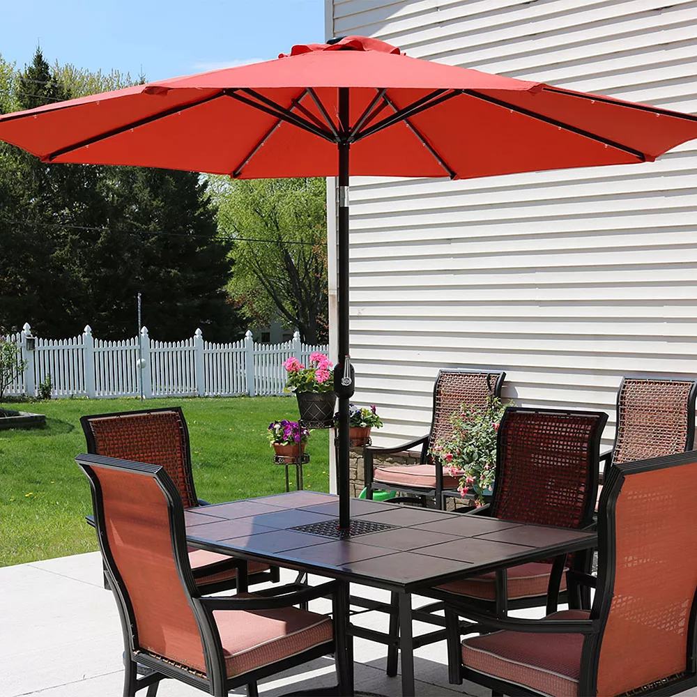 Sunnydaze Decor Sunnydaze 9 Ft Solar Aluminum Patio Umbrella With Tilt And Crank - Orange 4 Sunnydaze Decor Sunnydaze 9 Ft Solar Aluminum Patio Umbrella With Tilt And Crank - Orange - Image 2