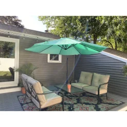 Sunnydaze Decor Sunnydaze 9.5 Ft Cantilever Offset Patio Umbrella With Crank - Seafoam -The Novogratz Shop 5811998 ALT