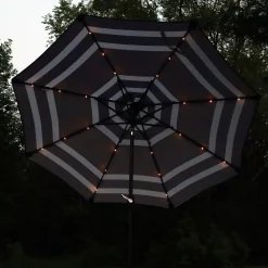 Sunnydaze Decor Sunnydaze 9 Ft Solar Patio Umbrella With Lights, Tilt, And Crank - Navy 7 Sunnydaze Decor Sunnydaze 9 Ft Solar Patio Umbrella With Lights, Tilt, And Crank - Navy -The Novogratz Shop 5812000 ALT2