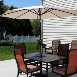 Sunnydaze Decor Sunnydaze 9 Ft Aluminum Patio Umbrella With Tilt And Crank - Beige -The Novogratz Shop 5812018 ALT