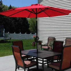Sunnydaze Decor Sunnydaze 9 Ft Solar Aluminum Patio Umbrella With Tilt And Crank - Red 5 Sunnydaze Decor Sunnydaze 9 Ft Solar Aluminum Patio Umbrella With Tilt And Crank - Red -The Novogratz Shop 5812086 ALT