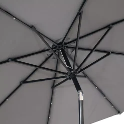 Sunnydaze Decor Sunnydaze 9 Ft Solar Aluminum Patio Umbrella With Tilt And Crank - Gray -The Novogratz Shop 5812612 ALT2