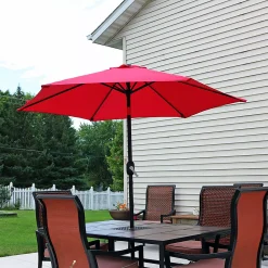 Sunnydaze Decor Sunnydaze 7.5 Ft Aluminum Patio Umbrella With Tilt And Crank - Red -The Novogratz Shop 5812930 ALT
