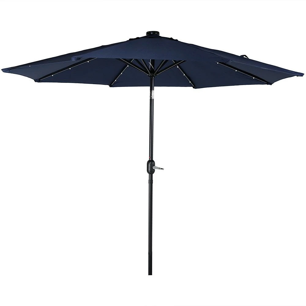 Sunnydaze Decor Sunnydaze 9 Ft Solar Aluminum Patio Umbrella With Tilt And Crank - Navy 3 Sunnydaze Decor Sunnydaze 9 Ft Solar Aluminum Patio Umbrella With Tilt And Crank - Navy