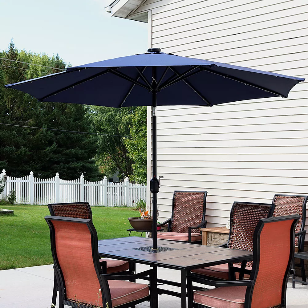 Sunnydaze Decor Sunnydaze 9 Ft Solar Aluminum Patio Umbrella With Tilt And Crank - Navy 4 Sunnydaze Decor Sunnydaze 9 Ft Solar Aluminum Patio Umbrella With Tilt And Crank - Navy - Image 2