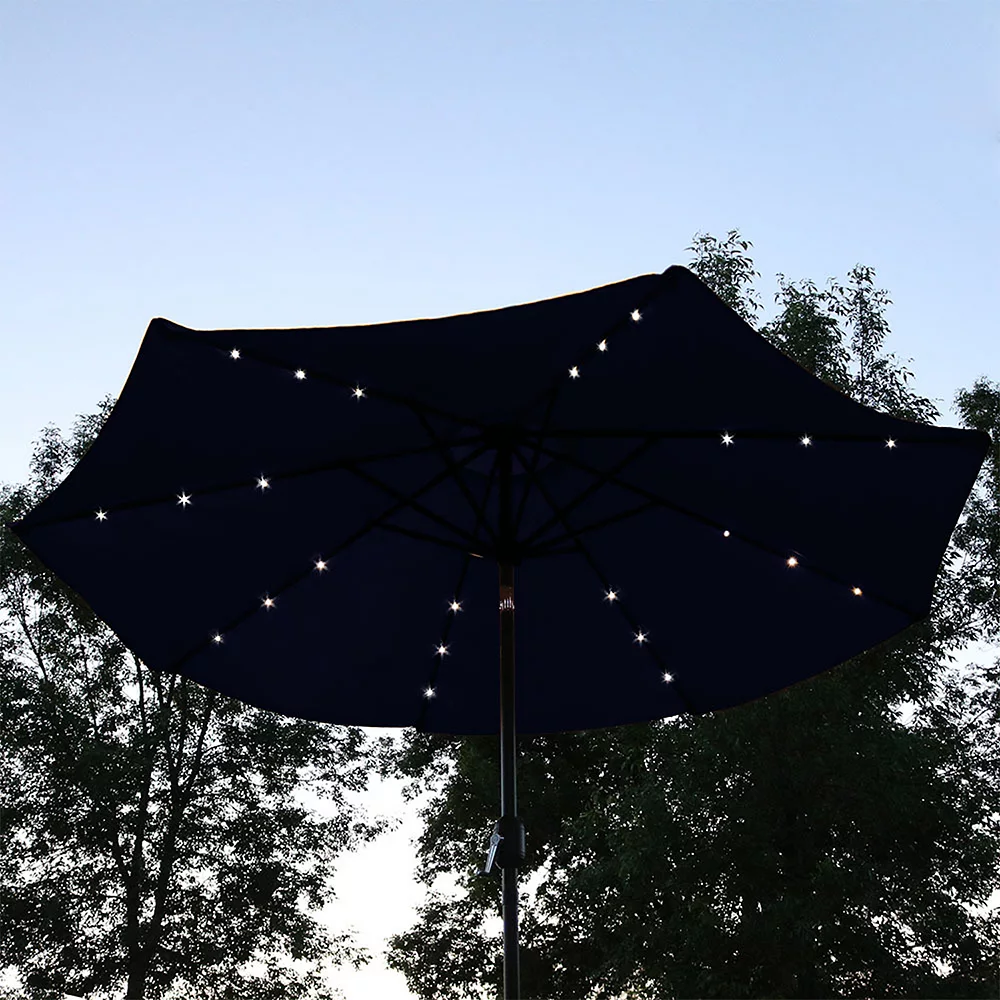 Sunnydaze Decor Sunnydaze 9 Ft Solar Aluminum Patio Umbrella With Tilt And Crank - Navy 5 Sunnydaze Decor Sunnydaze 9 Ft Solar Aluminum Patio Umbrella With Tilt And Crank - Navy - Image 3