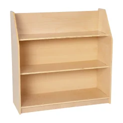 Flash Furniture Natural Wooden 3 Shelf Book Display With Safe