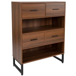 Flash Furniture Lincoln Collection 2 Shelf Display Bookcase With Four Drawers