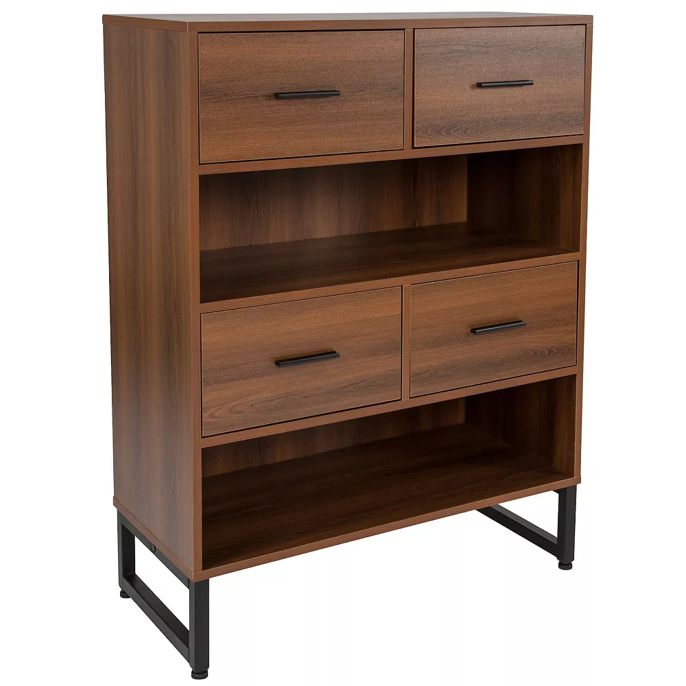 Flash Furniture Lincoln Collection 2 Shelf Display Bookcase With Four Drawers 3 Flash Furniture Lincoln Collection 2 Shelf Display Bookcase With Four Drawers
