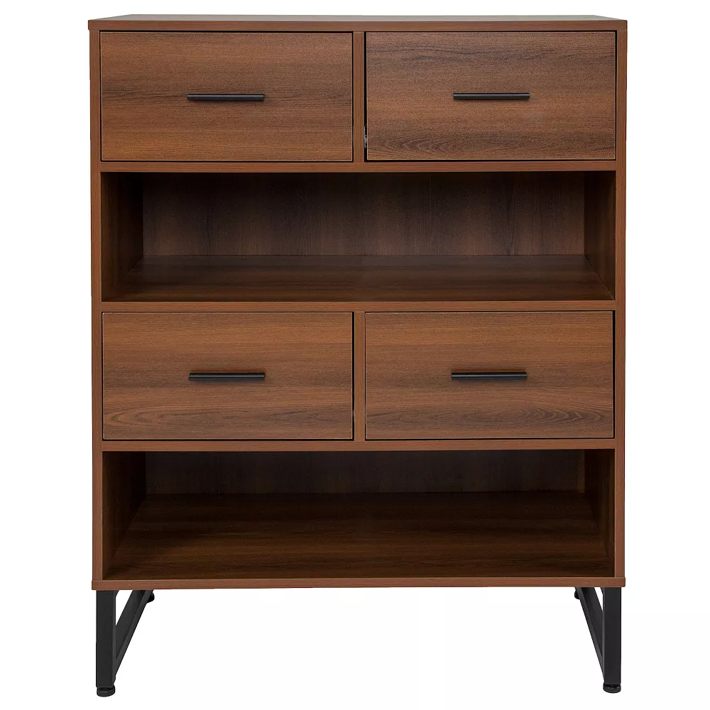 Flash Furniture Lincoln Collection 2 Shelf Display Bookcase With Four Drawers 4 Flash Furniture Lincoln Collection 2 Shelf Display Bookcase With Four Drawers - Image 2