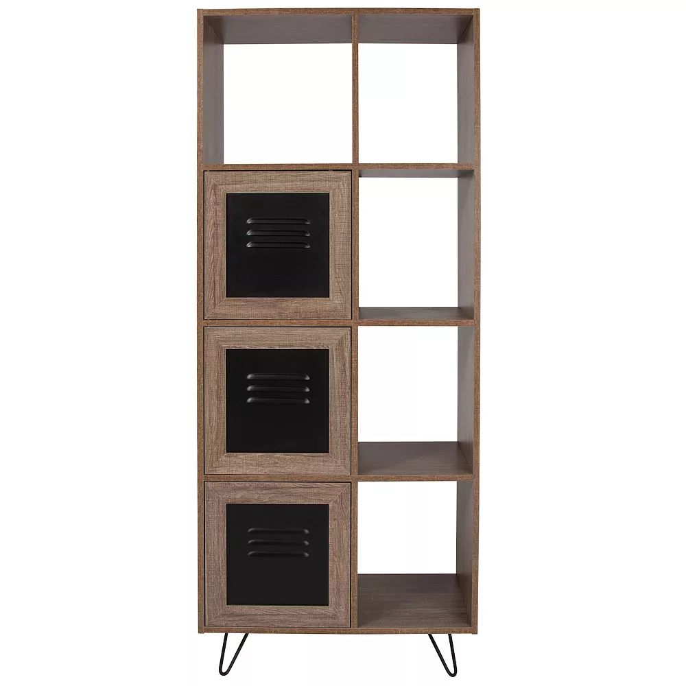 Flash Furniture Woodridge Collection 5 Cube Storage Organizer Bookcase With Metal Cabinet Doors 4 Flash Furniture Woodridge Collection 5 Cube Storage Organizer Bookcase With Metal Cabinet Doors - Image 2