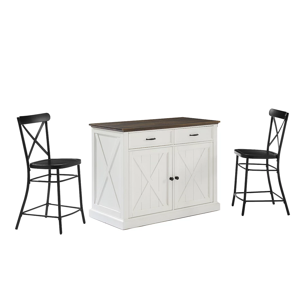 Crosley Clifton Kitchen Island & Camille Stools 2-piece Set 3 Crosley Clifton Kitchen Island & Camille Stools 2-piece Set