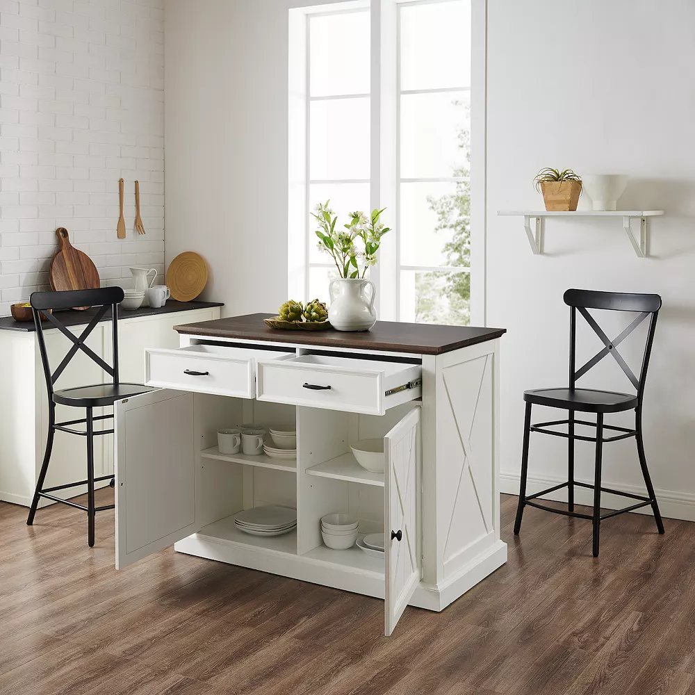 Crosley Clifton Kitchen Island & Camille Stools 2-piece Set 5 Crosley Clifton Kitchen Island & Camille Stools 2-piece Set - Image 3