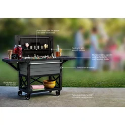 Keter KET-252172 Outdoor Rolling Patio Cooler And Insulated Beverage Cart, Gray 9 Keter KET-252172 Outdoor Rolling Patio Cooler And Insulated Beverage Cart, Gray -The Novogratz Shop 5900205 ALT4