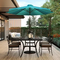 Emma+Oliver Emma And Oliver 9' Tan Outdoor Patio Umbrella-Crank & Tilt Function - 1.5" Diameter Steel Pole -The Novogratz Shop 5978219 ALT2
