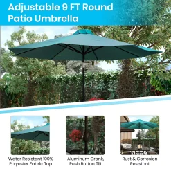 Emma+Oliver Emma And Oliver 9' Tan Outdoor Patio Umbrella-Crank & Tilt Function - 1.5" Diameter Steel Pole -The Novogratz Shop 5978219 ALT3