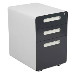 Emma+Oliver Emma And Oliver Ergonomic 3-Drawer Mobile Locking Filing Cabinet Storage Organizer-Gray