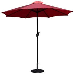 Emma+Oliver Emma And Oliver Bundled Set - Red 9 FT Round Umbrella & Universal Black Cement Waterproof Base