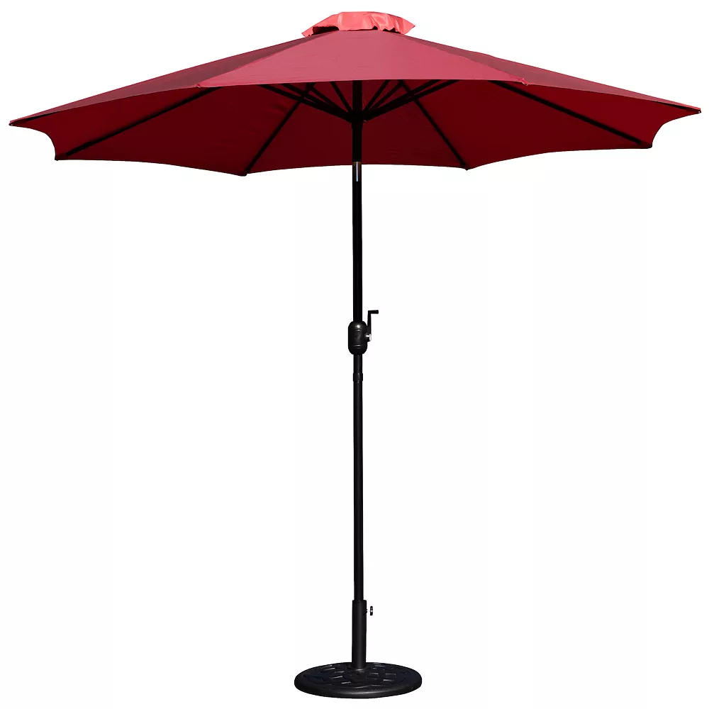 Emma+Oliver Emma And Oliver Bundled Set - Red 9 FT Round Umbrella & Universal Black Cement Waterproof Base 3 Emma+Oliver Emma And Oliver Bundled Set - Red 9 FT Round Umbrella & Universal Black Cement Waterproof Base