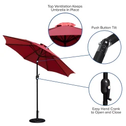 Emma+Oliver Emma And Oliver Bundled Set - Red 9 FT Round Umbrella & Universal Black Cement Waterproof Base 8 Emma+Oliver Emma And Oliver Bundled Set - Red 9 FT Round Umbrella & Universal Black Cement Waterproof Base -The Novogratz Shop 5979750 ALT2