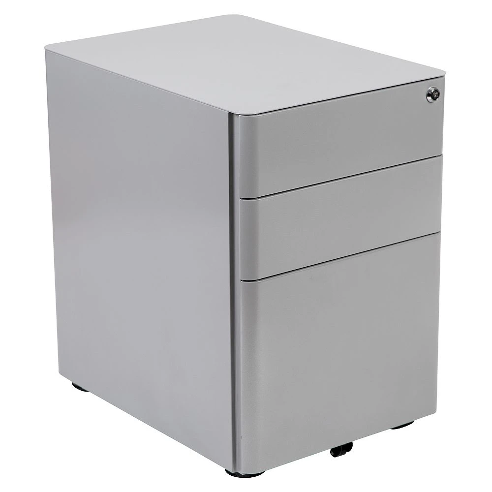 Emma+Oliver Emma And Oliver Modern 3-Drawer Mobile Locking Filing Cabinet Storage Organizer-Gray 3 Emma+Oliver Emma And Oliver Modern 3-Drawer Mobile Locking Filing Cabinet Storage Organizer-Gray