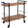 Emma+Oliver Emma And Oliver Rustic Wood Grain Kitchen Bar Cart With 2 Storage Racks -The Novogratz Shop 5980272