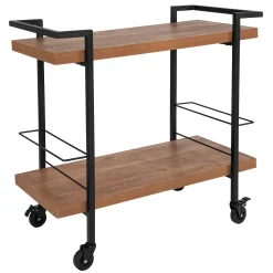 Emma+Oliver Emma And Oliver Rustic Wood Grain Kitchen Bar Cart With 2 Storage Racks