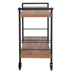 Emma+Oliver Emma And Oliver Rustic Wood Grain Kitchen Bar Cart With 2 Storage Racks -The Novogratz Shop 5980272 ALT3