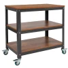 Emma+Oliver Emma And Oliver 30"W Rolling Storage Cart With Metal Wheels In Brown Oak Wood Grain Finish 1 Emma+Oliver Emma And Oliver 30"W Rolling Storage Cart With Metal Wheels In Brown Oak Wood Grain Finish -The Novogratz Shop 5980572