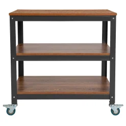 Emma+Oliver Emma And Oliver 30"W Rolling Storage Cart With Metal Wheels In Brown Oak Wood Grain Finish 6 Emma+Oliver Emma And Oliver 30"W Rolling Storage Cart With Metal Wheels In Brown Oak Wood Grain Finish -The Novogratz Shop 5980572 ALT