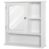Kleankin Wall Mounted Bathroom Storage Cabinet Organizer With Mirror Adjustable Shelf And Magnetic Door Design White -The Novogratz Shop 6013546