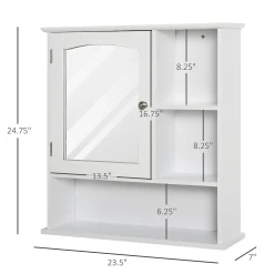 Kleankin Wall Mounted Bathroom Storage Cabinet Organizer With Mirror Adjustable Shelf And Magnetic Door Design White 6 Kleankin Wall Mounted Bathroom Storage Cabinet Organizer With Mirror Adjustable Shelf And Magnetic Door Design White -The Novogratz Shop 6013546 ALT
