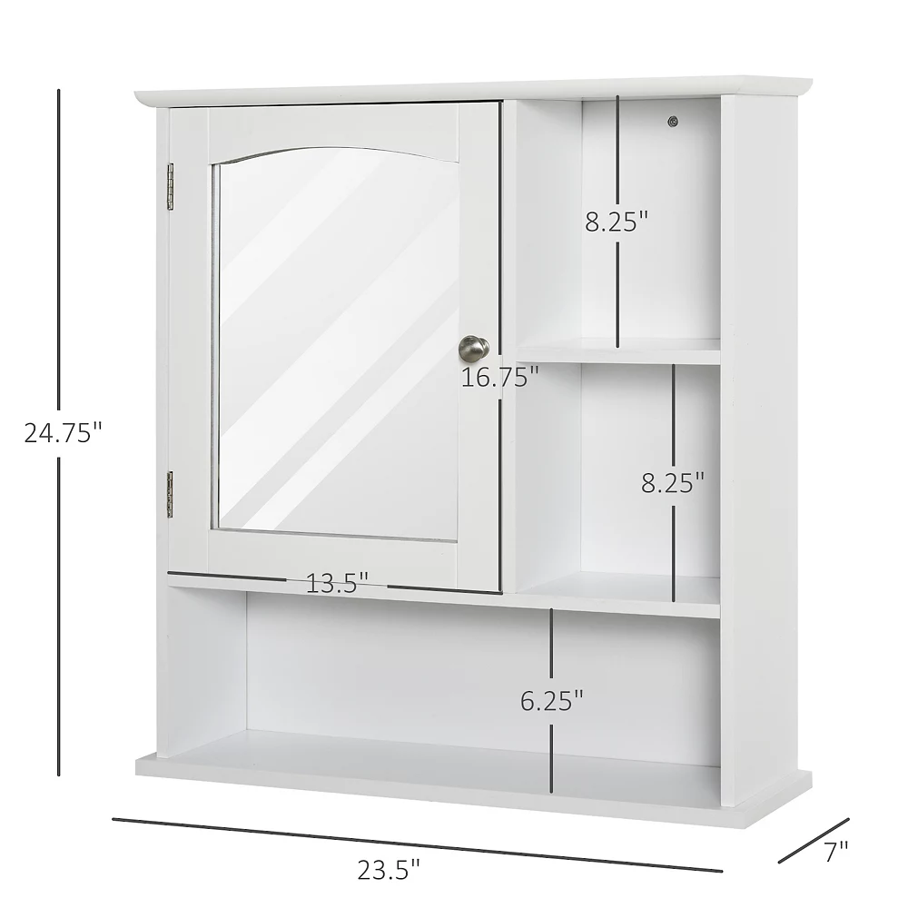 Kleankin Wall Mounted Bathroom Storage Cabinet Organizer With Mirror Adjustable Shelf And Magnetic Door Design White 4 Kleankin Wall Mounted Bathroom Storage Cabinet Organizer With Mirror Adjustable Shelf And Magnetic Door Design White - Image 2