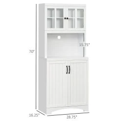 HOMCOM Accent Kitchen Buffet And Hutch Wooden Storage Cabinet With Glass Framed Door And Microwave Space White 7 HOMCOM Accent Kitchen Buffet And Hutch Wooden Storage Cabinet With Glass Framed Door And Microwave Space White -The Novogratz Shop 6013792 ALT2