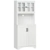 HOMCOM Accent Kitchen Buffet And Hutch Wooden Storage Cabinet With Glass Framed Door And Microwave Space White -The Novogratz Shop 6013792 White