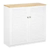 HOMCOM Storage Cabinet Kitchen Sideboard With Louvered Doors Freestanding Floor Cabinet For Living Room Hallway White -The Novogratz Shop 6013871