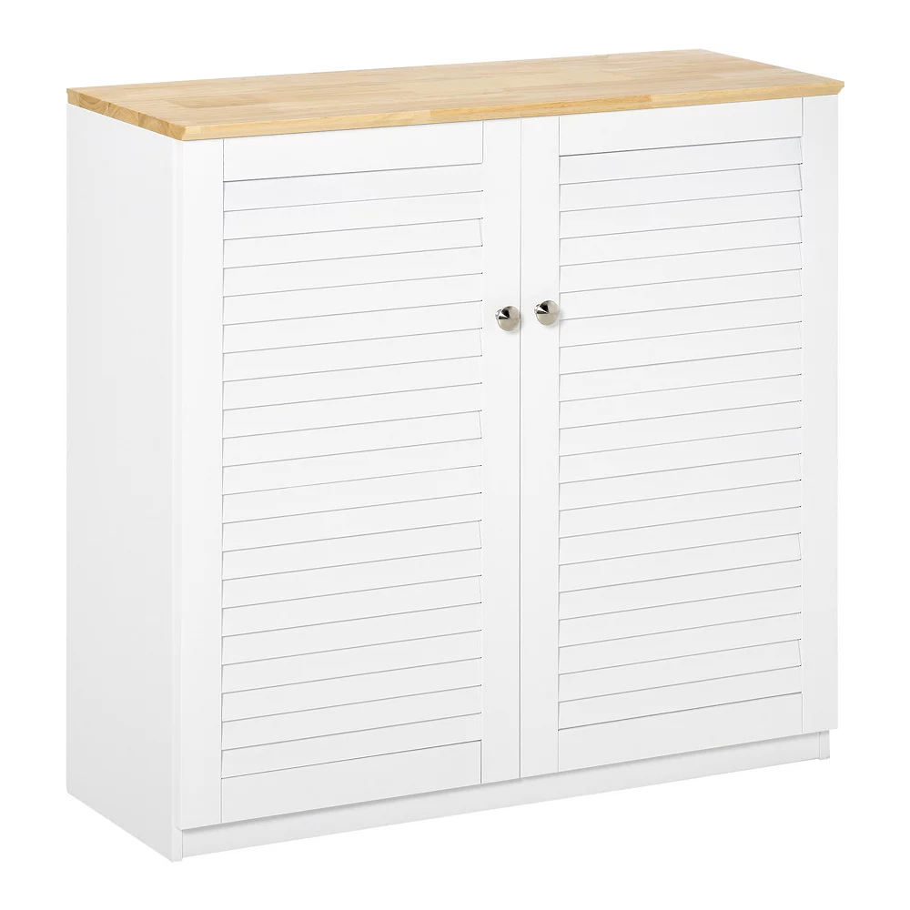 HOMCOM Storage Cabinet Kitchen Sideboard With Louvered Doors Freestanding Floor Cabinet For Living Room Hallway White 3 HOMCOM Storage Cabinet Kitchen Sideboard With Louvered Doors Freestanding Floor Cabinet For Living Room Hallway White