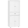 HOMCOM 71" Freestanding Kitchen Pantry Cabinet With 2 Large Double Door Cabinets And 1 Center Drawer Grey -The Novogratz Shop 6013936 White