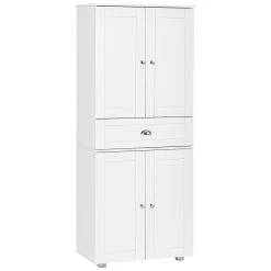 HOMCOM 71" Freestanding Kitchen Pantry Cabinet With 2 Large Double Door Cabinets And 1 Center Drawer Grey