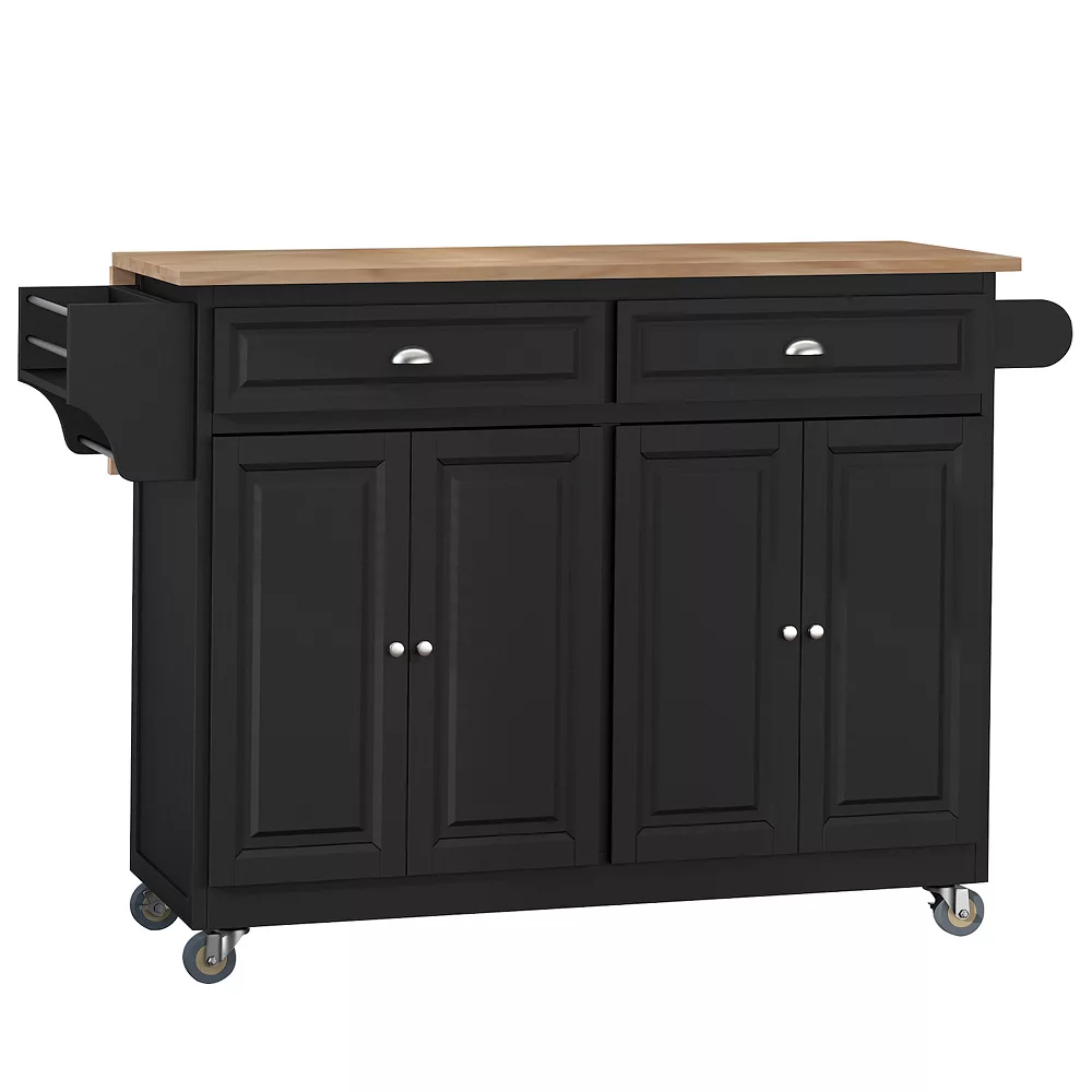 HOMCOM Rolling Kitchen Island On Wheels Ultility Cart With Drop Leaf And Rubber Wood Countertop Storage Drawer Door Cabinet White 3 HOMCOM Rolling Kitchen Island On Wheels Ultility Cart With Drop Leaf And Rubber Wood Countertop Storage Drawer Door Cabinet White