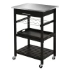 HOMCOM Kitchen Island Cart Rolling Trolley Utility Serving Cart With Stainless Steel Tabletop Wine Rack And Drawer -The Novogratz Shop 6014235