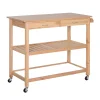 HOMCOM 42" Kitchen Trolley Cart Rolling Island Utility Serving Cart With 2 Drawers And 3 Tier Shelf Pine Wood 1 HOMCOM 42" Kitchen Trolley Cart Rolling Island Utility Serving Cart With 2 Drawers And 3 Tier Shelf Pine Wood -The Novogratz Shop 6014242
