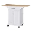 HOMCOM Kitchen Island Trolley Cart On Wheels With Drop Leaf Drawer Cabinet Towel Racks Versatile Use Natural Wood Top And White 1 HOMCOM Kitchen Island Trolley Cart On Wheels With Drop Leaf Drawer Cabinet Towel Racks Versatile Use Natural Wood Top And White -The Novogratz Shop 6014260