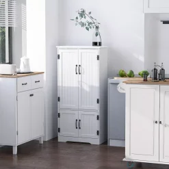 HOMCOM Accent Floor Storage Cabinet Kitchen Pantry With Adjustable Shelves And 2 Lower Doors White 6 HOMCOM Accent Floor Storage Cabinet Kitchen Pantry With Adjustable Shelves And 2 Lower Doors White -The Novogratz Shop 6014269 ALT