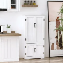 HOMCOM Accent Floor Storage Cabinet Kitchen Pantry With Adjustable Shelves And 2 Lower Doors White 7 HOMCOM Accent Floor Storage Cabinet Kitchen Pantry With Adjustable Shelves And 2 Lower Doors White -The Novogratz Shop 6014269 ALT2