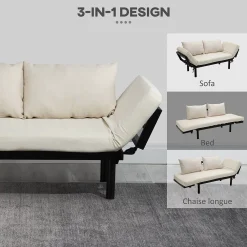 HOMCOM Single Person Chaise Lounger Modern Sofa Bed With 5 Adjustable Positions 2 Large Pillows And Birch Legs Charcoal Grey -The Novogratz Shop 6030741 ALT2