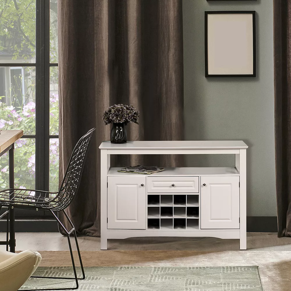 HOMCOM Modern Sideboard Wooden Kitchen Buffet Bar Storage Cabinet With Drawer And 12 Bottle Wine Rack For Living Room Espresso 4 HOMCOM Modern Sideboard Wooden Kitchen Buffet Bar Storage Cabinet With Drawer And 12 Bottle Wine Rack For Living Room Espresso - Image 2