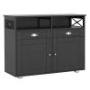 HOMCOM Sideboard Buffet Table Storage Cabinet With Large Tabletop 2 Cabinets 2 Drawers And Crossbar Side Design White 2 HOMCOM Sideboard Buffet Table Storage Cabinet With Large Tabletop 2 Cabinets 2 Drawers And Crossbar Side Design White -The Novogratz Shop 6030790 Black