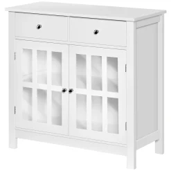 HOMCOM Sideboard Buffet Cabinet Storage Cabinet Cupboard Table With Glass Doors And Drawers For Kitchen White 6 HOMCOM Sideboard Buffet Cabinet Storage Cabinet Cupboard Table With Glass Doors And Drawers For Kitchen White -The Novogratz Shop 6030795 ALT